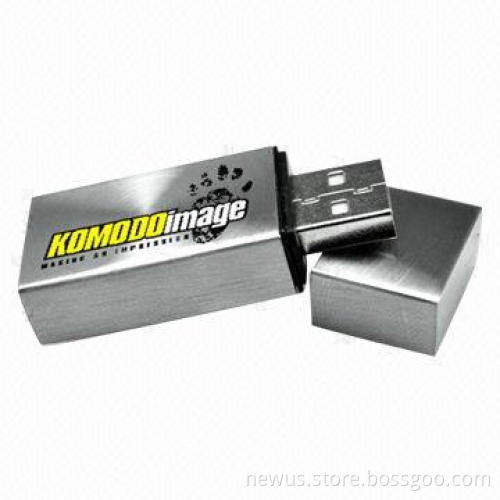 Promotional Classic Stainless Steel USB Flash Drive with Hot Plug-and-play Function